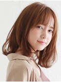 三軒茶屋_セミロング_ボブ_ロブ_オレンジベージュ_ナチュラル_