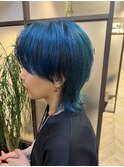 【BOTANIUM by Rr SALON】ウルフセンターパート×ネイビーシアン