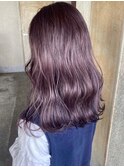 ミディアムブリーチダブルカラーラベンダーグレージュパープル