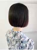 横浜タッセルボブショコラブラウン切りっぱなしボブショートボブ