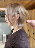 #ダブルカラー#ケアブリーチ#ハイトーン#ミルクティーベージュ