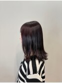 ミディアムヘア/ボルドーカラー