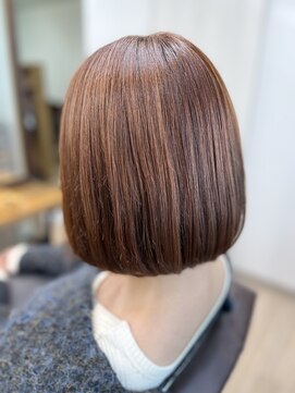 ブリーチなし♪コーラルオレンジ/ミニボブ