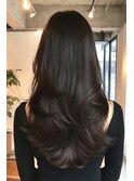 シャギーカットセミロングレイヤーハッシュカット韓国レイヤー