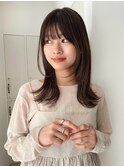 ミディアムレイヤー 暗髪 トリートメント 前髪カタログ