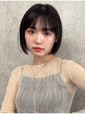 渋谷地毛風カラーブルーブラック切りっぱなしレイヤーボブカット