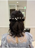 ハーフアップ×結婚式ヘアセット|お呼ばれヘア|ボブヘアセット