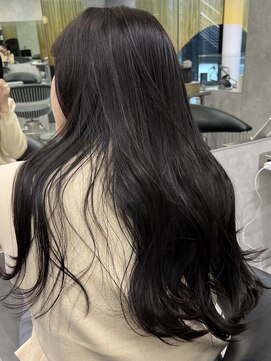 シティ(CITY) ブルーブラック　韓国ヘア　ブリーチなしカラー