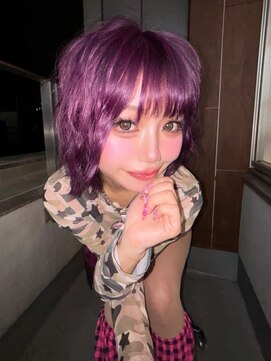 ベレーザ 渋谷(BELEZA) 13928ブリーチ&ダブルカラー韓国ウルフレイヤーパープルボブ