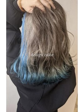 リールヘアー 香椎店(rire hair) ハイトーン×インナーブルー×裾ターコイズ