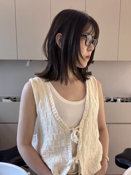 マイル 渋谷(mile) ミディアムレイヤー×チョコレートブラウン