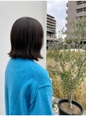 blueニットに外ハネボブ×アッシュカラー★