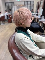 ハピネス 王寺店(Happiness)&nbsp;ハンサムマッシュ 中性マッシュ ペールピンク 刈り上げ 奈良王寺