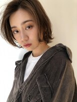 スピンヘアワークス(Spin Hair Works)&nbsp;外ハネ_ハイライト_ベージュカラー_ボブ