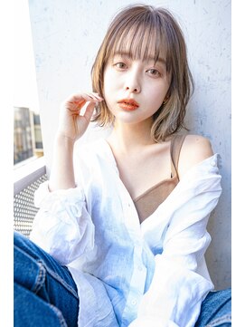 サングース(Sungoose) ミディアムヘアデザインカラー暗めカラーフェイスフレーミング