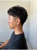 MEN’S HAIR　マッシュパーマアッシュブラックショート