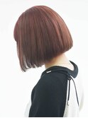 切りっぱなしボブ×ピンクブラウン