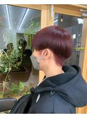 ブリーチなしWカラーでワインレッド