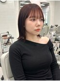 イメチェン小顔ワイドバング外ハネボブ美髪ワインレッド質改善