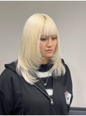 12284髪質改善金髪ホワイトブロンドマロンベージュワンカール