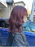 20代30代40代◎大人可愛い小顔無造作カール×ワインレッド