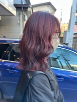 美容室ヒラトヤ 仙北店 20代30代40代◎大人可愛い小顔無造作カール×ワインレッド
