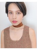ミニボブ 毛先パーマ 黒髪 アッシュ フレンチボブ 下北沢