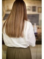 スリースリーナイン ヘアーアンドメイク(339 hair&make) パッツンロングにナチュラルハイライト