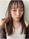 シースルーワイドバング ストレート 抜け感ロング 大人ガーリー