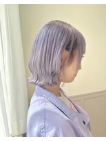 ランド 原宿表参道(LAND) ホワイトラベンダーブリーチカラーホワイトベージュ外ハネボブ