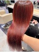 赤髪ハイトーン髪質改善レッドカラーお客様ヘア☆