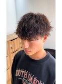 波巻きスパイラルパーママッシュ刈り上げツーブロックメンズ