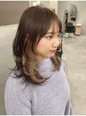 ○ マロンブラウン ロングウルフレイヤー 韓国風レイヤー