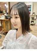 切りっぱなしの外ハネミディに裾だけカラー @20代30代40代50代
