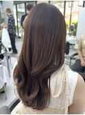 ◎美髪カールシアーカラーショコラブラウンロングセミディ