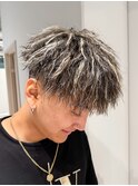 ツイストマッシュホワイトメッシュパイルツイストパーマ