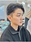 刈り上げツーブロックナチュラルアップバングメンズヘアビジネス