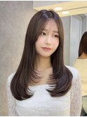結べるレイヤーカット/ミルクグレージュ/韓国巻き/顔周りカット