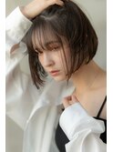 20代30代大人可愛い黒髪前下がりボブ/前髪