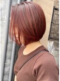 大人フェイスレイヤーパツっとショートボブ/カシスレッド