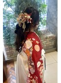 袴スタイル編み込みハーフアップ