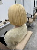 ホワイトブロンドミニボブ/ケアブリーチ抜きっぱなし/ハイトーン