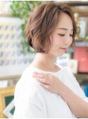 ミルクティーカラー抜け感前下がりボブパーマh4大宮20代30代40代