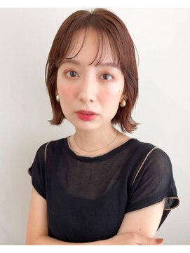 ロタコーラル 大野田店(rota coral) 外はねショートボブ/シースルーバング/ピンクブラウン/30代40代