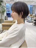 前髪あり耳掛け丸みくびれショートボブ20代30代40代50代（蘭）