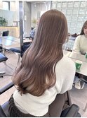 韓国ヘア顔周りレイヤーミルクティーベージュグレージュ暗め原宿
