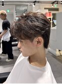 フェザーパーマダウンパーマ黒髪韓国マッシュツーブロック