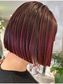 大人ショートボブ×ナチュラルボブ×ハイライトカラー