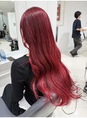 赤髪ワインレッドカラーチェリーレッド