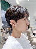 シースルーショートマッシュ×ダウンパーマ